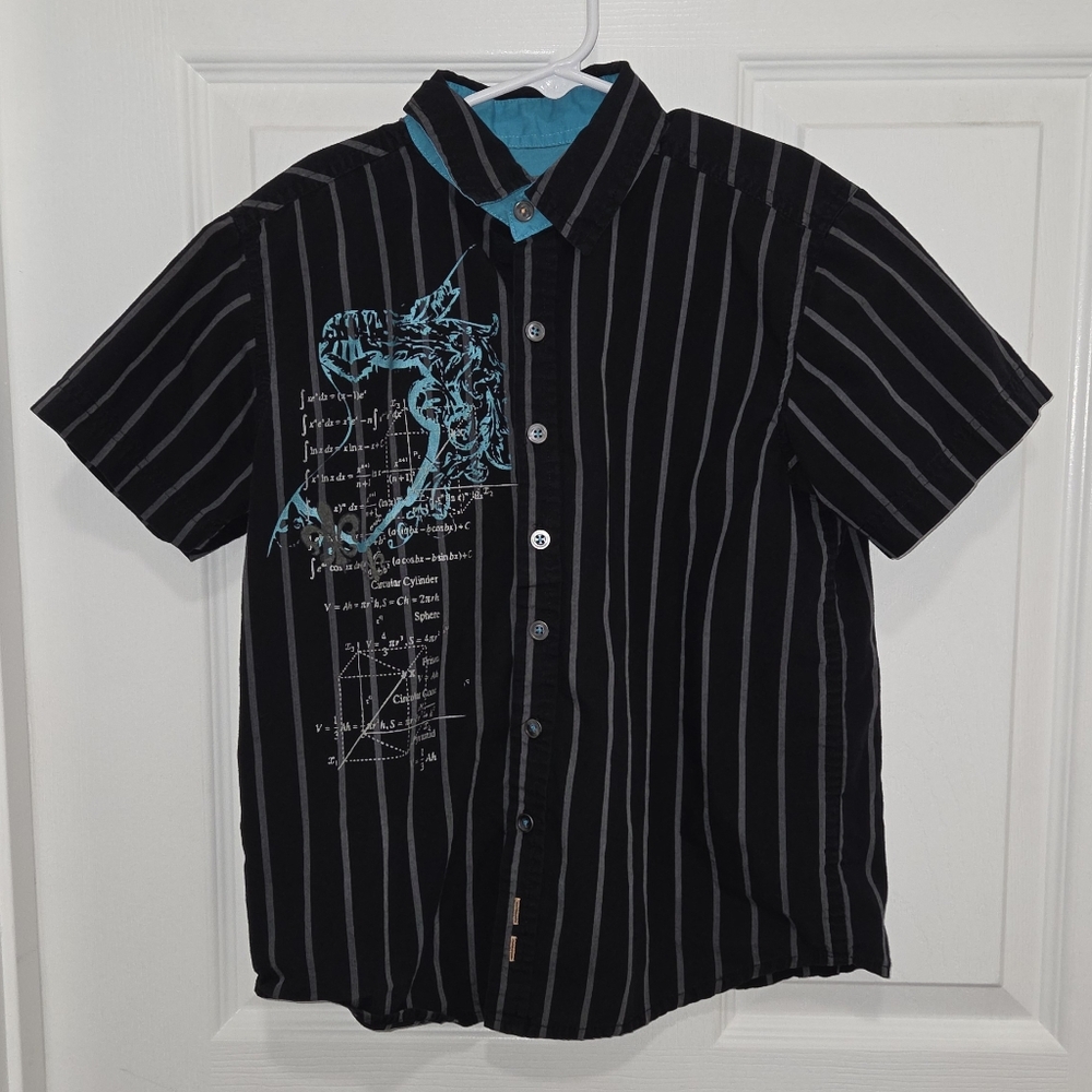 Drill Clothing Company Boys Small 8 Button Up Short Sleeve Stripe Shirt